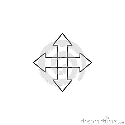 Linear Double arrow icon in four direction. Web navigation. Simple outline element vector illustration on white background Cartoon Illustration