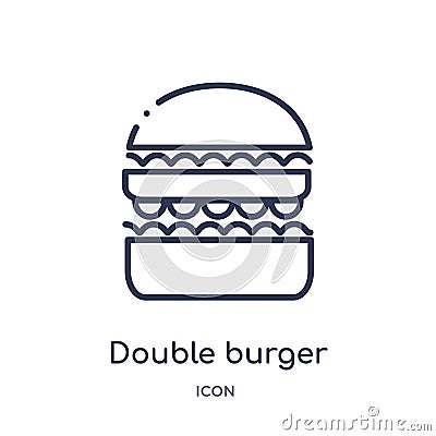 Linear double burger icon from Food outline collection. Thin line double burger icon isolated on white background. double burger Vector Illustration