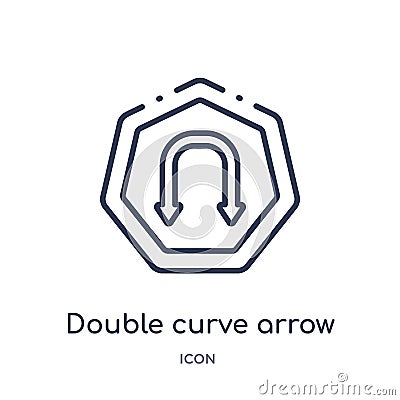 Linear double curve arrow icon from Arrows outline collection. Thin line double curve arrow vector isolated on white background. Vector Illustration
