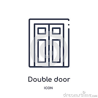 Linear double door icon from Furniture and household outline collection. Thin line double door icon isolated on white background. Vector Illustration