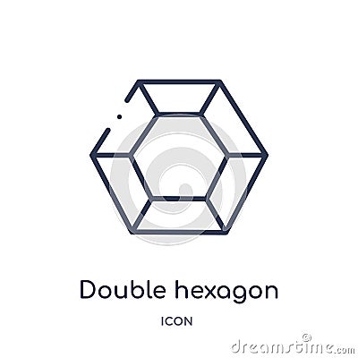 Linear double hexagon of small triangles icon from Geometry outline collection. Thin line double hexagon of small triangles icon Vector Illustration