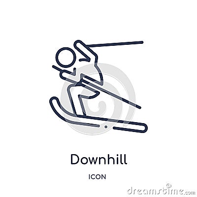 Linear downhill icon from Activity and hobbies outline collection. Thin line downhill vector isolated on white background. Vector Illustration