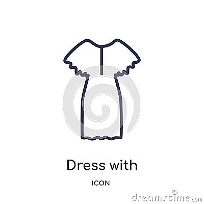 Linear dress with butterfly sleeves icon from Clothes outline collection. Thin line dress with butterfly sleeves vector isolated Vector Illustration