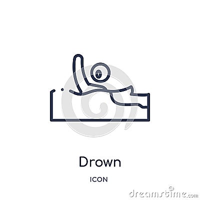 Linear drown icon from Insurance outline collection. Thin line drown icon isolated on white background. drown trendy illustration Vector Illustration