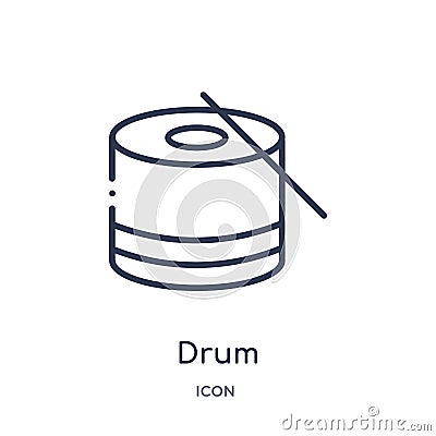 Linear drum icon from Brazilia outline collection. Thin line drum vector isolated on white background. drum trendy illustration Vector Illustration