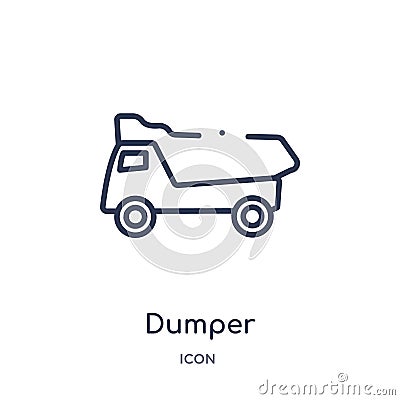 Linear dumper icon from Construction tools outline collection. Thin line dumper vector isolated on white background. dumper trendy Vector Illustration