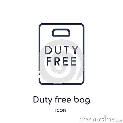 Linear duty free bag icon from Airport terminal outline collection. Thin line duty free bag vector isolated on white background. Vector Illustration