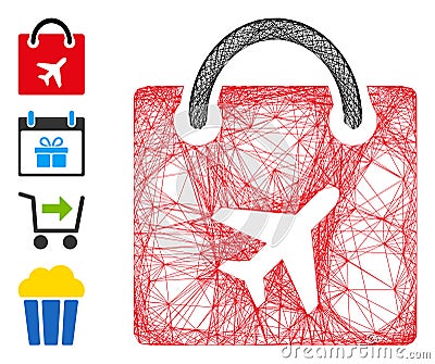 Linear Duty Free Bag Vector Mesh Vector Illustration