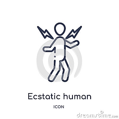 Linear ecstatic human icon from Feelings outline collection. Thin line ecstatic human vector isolated on white background. Vector Illustration