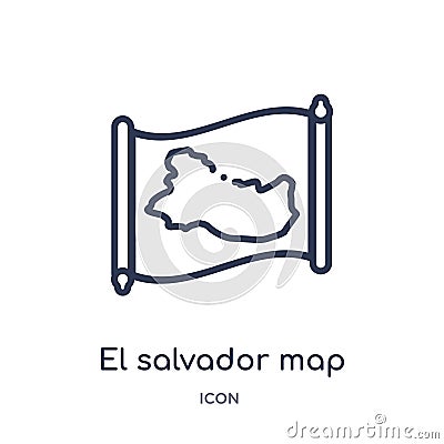 Linear el salvador map icon from Countrymaps outline collection. Thin line el salvador map vector isolated on white background. el Vector Illustration