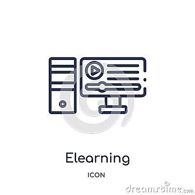 Linear elearning icon from Elearning and education outline collection. Thin line elearning vector isolated on white background. Vector Illustration