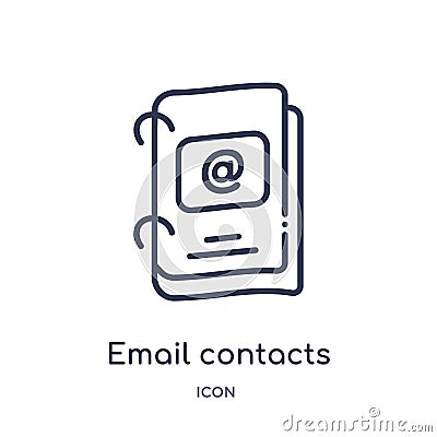Linear email contacts icon from Business outline collection. Thin line email contacts icon isolated on white background. email Vector Illustration