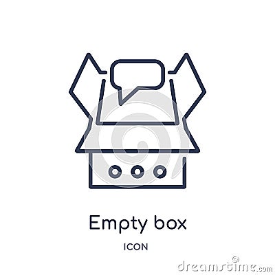 Linear empty box icon from Business outline collection. Thin line empty box icon isolated on white background. empty box trendy Vector Illustration