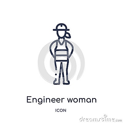 Linear engineer woman icon from Ladies outline collection. Thin line engineer woman icon isolated on white background. engineer Vector Illustration