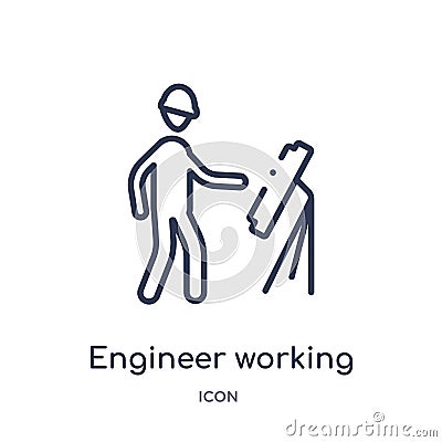 Linear engineer working icon from Behavior outline collection. Thin line engineer working vector isolated on white background. Vector Illustration