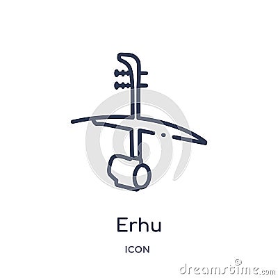 Linear erhu icon from Asian outline collection. Thin line erhu vector isolated on white background. erhu trendy illustration Vector Illustration