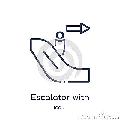 Linear escalator with right arrow icon from Airport terminal outline collection. Thin line escalator with right arrow vector Vector Illustration