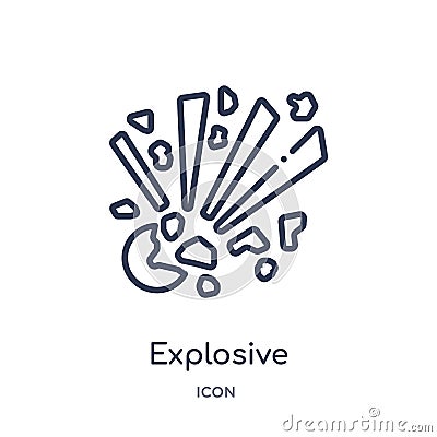 Linear explosive icon from Army and war outline collection. Thin line explosive vector isolated on white background. explosive Vector Illustration