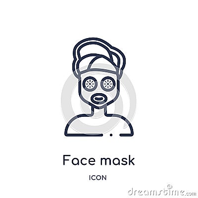 Linear face mask icon from Beauty outline collection. Thin line face mask vector isolated on white background. face mask trendy Vector Illustration