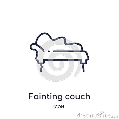 Linear fainting couch icon from Furniture and household outline collection. Thin line fainting couch icon isolated on white Vector Illustration