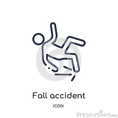 Linear fall accident icon from Insurance outline collection. Thin line fall accident icon isolated on white background. fall Vector Illustration