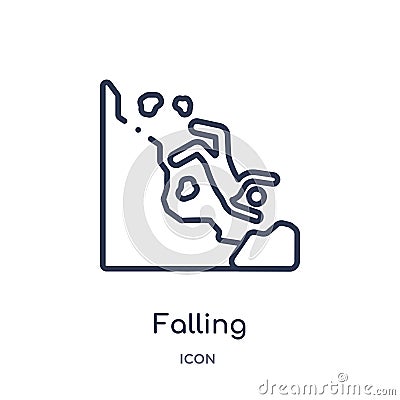 Linear falling icon from Insurance outline collection. Thin line falling icon isolated on white background. falling trendy Vector Illustration