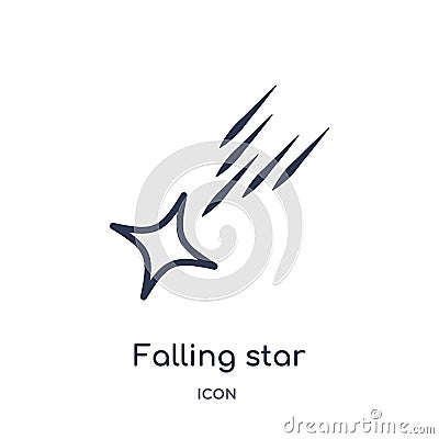 Linear falling star icon from Astronomy outline collection. Thin line falling star vector isolated on white background. falling Vector Illustration