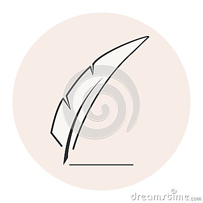 Linear feather vector icon, signature sign Vector Illustration