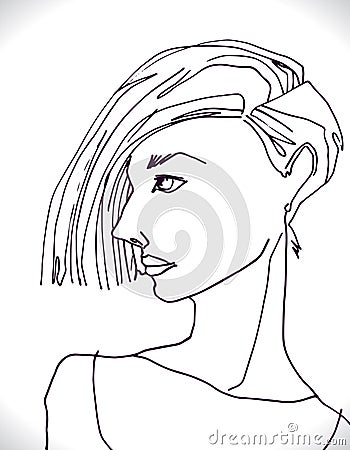 Linear figure girls Vector Illustration