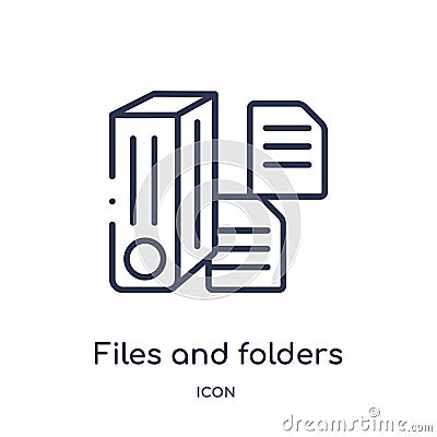 Linear files and folders icon from Electrian connections outline collection. Thin line files and folders vector isolated on white Vector Illustration