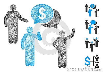 Linear Financial Discussion Group Vector Mesh Vector Illustration