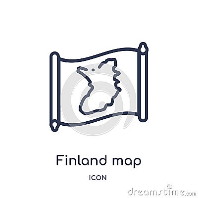 Linear finland map icon from Countrymaps outline collection. Thin line finland map vector isolated on white background. finland Vector Illustration