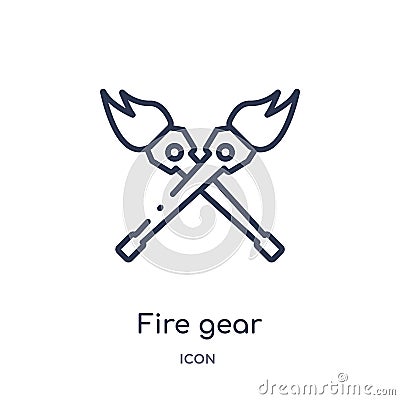 Linear fire gear icon from Circus outline collection. Thin line fire gear vector isolated on white background. fire gear trendy Vector Illustration
