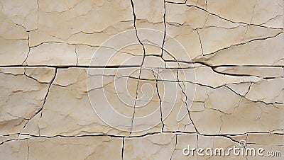 Linear Fissures Tapestry: Limestone Canvas. AI generate Stock Photo