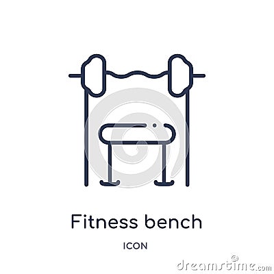 Linear fitness bench icon from Gym equipment outline collection. Thin line fitness bench icon isolated on white background. Vector Illustration