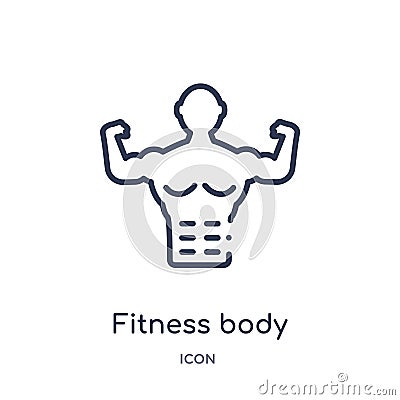 Linear fitness body icon from Gym and fitness outline collection. Thin line fitness body icon isolated on white background. Vector Illustration