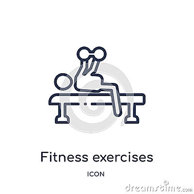 Linear fitness exercises icon from Humans outline collection. Thin line fitness exercises icon isolated on white background. Vector Illustration