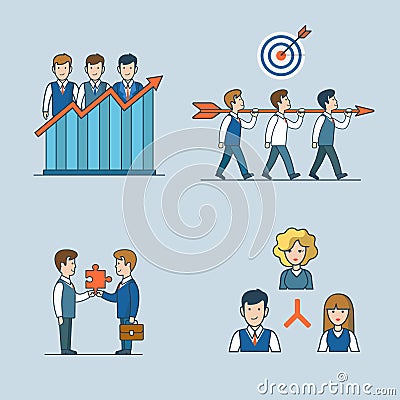 Linear flat art business people concept icon vecto Vector Illustration