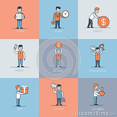 Linear Flat Business Learn credit profit vector Vector Illustration