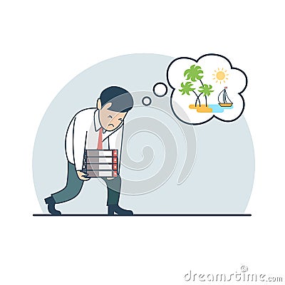 Linear Flat business load man Vector Illustration