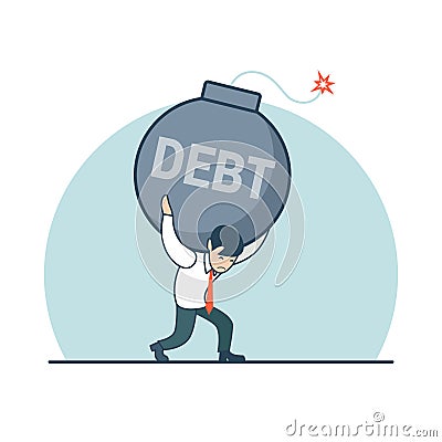 Linear Flat Business man carry bomb Debt vector Vector Illustration