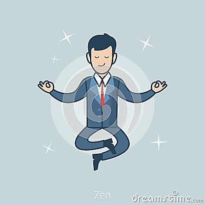 Linear Flat Business man levitate Zen pose vector Vector Illustration