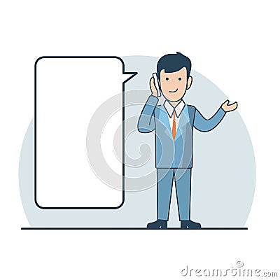 Linear Flat Business man making phone call vector Vector Illustration
