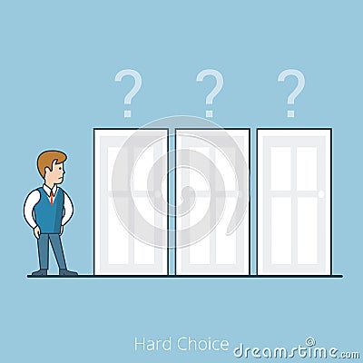 Linear Flat Business man right door vector Vector Illustration