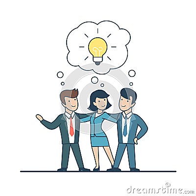 Linear Flat Business people idea, lamp chat vector Vector Illustration