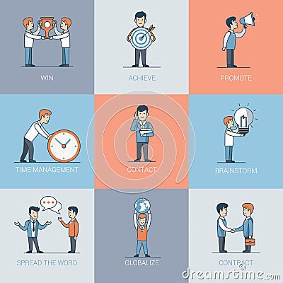 Linear Flat Business people object vector Vector Illustration