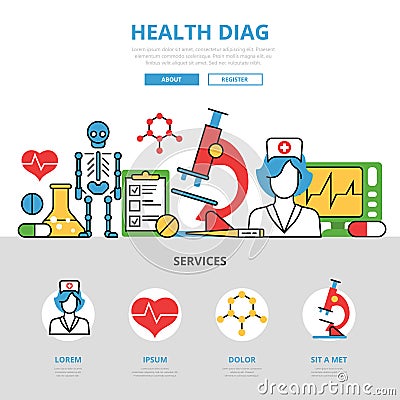 Linear flat Health diag infographics Medica Cartoon Illustration