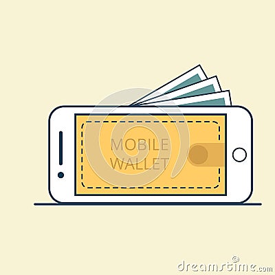 Linear Flat Smart phone Valet Mobile screen vector Vector Illustration