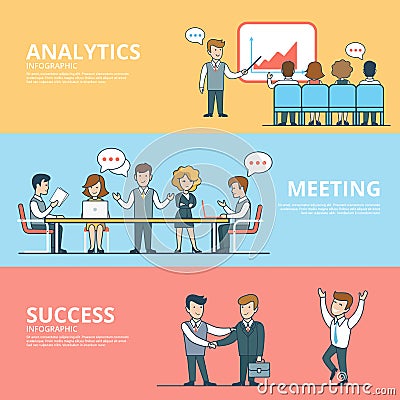 Linear Flat success in business analytics meeting Vector Illustration