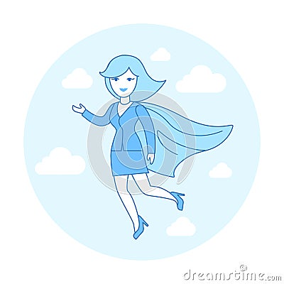 Linear Flat Superhero flying suit red cape vector Vector Illustration